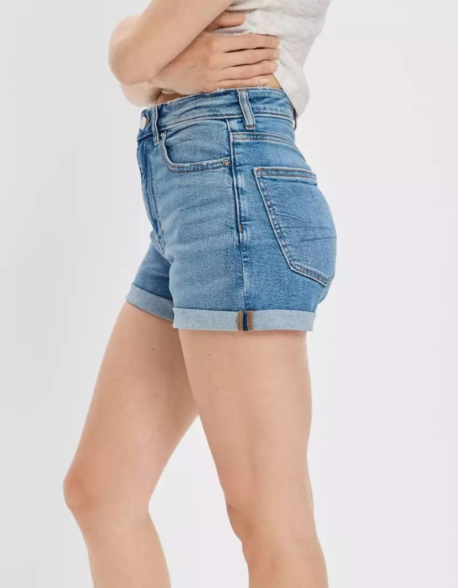 Shorts American Eagle AE Stretch Denim Mom Indigo Femme | OXT-23158550